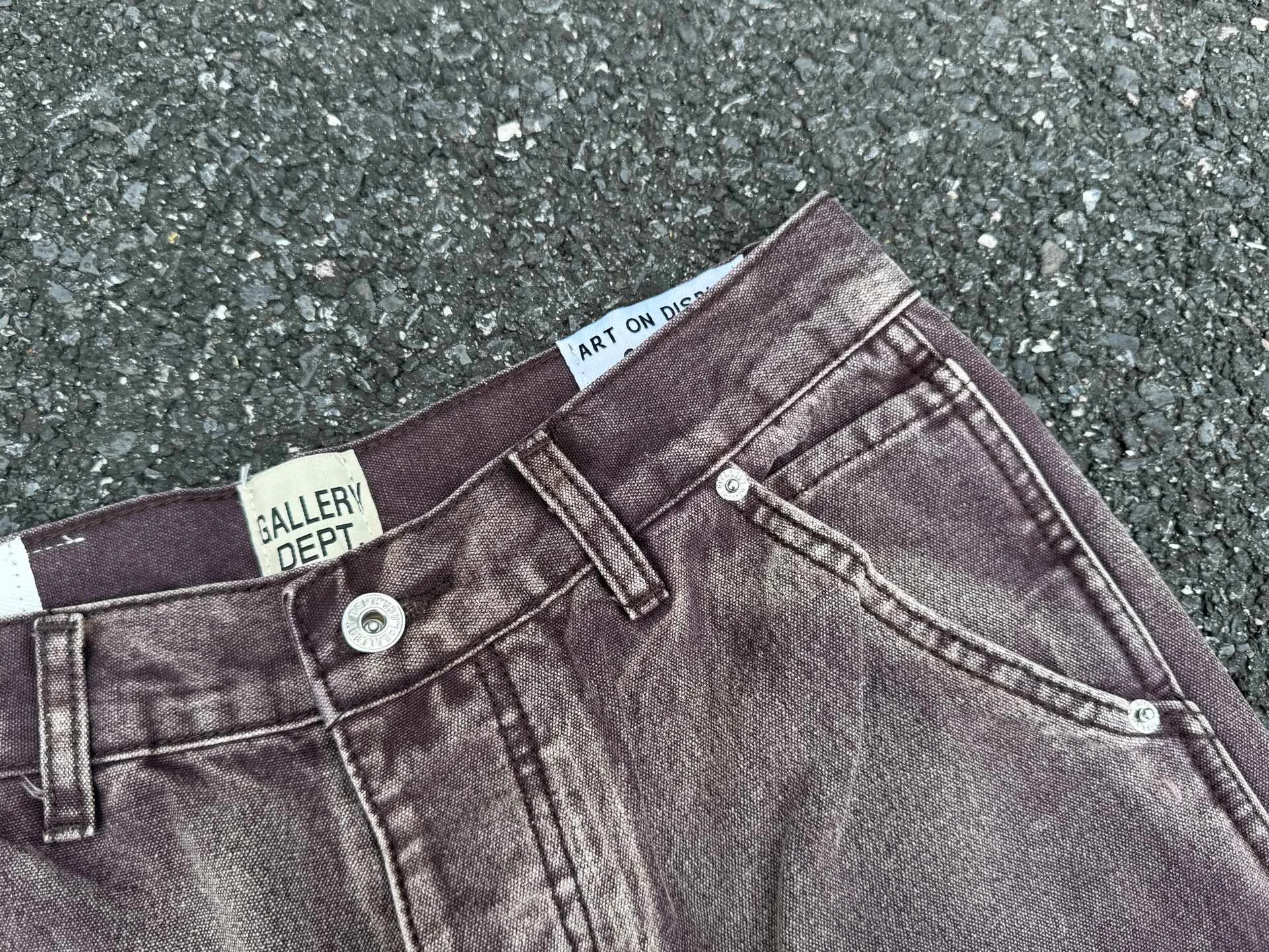 P250💰G90 Top GALLERY DEPT. Spliced ​​logging splash ink denim bell-bottom pants washed and distressed spliced ​​jeans bootcut jeans for men and women - code number: 28 30 32 34 36